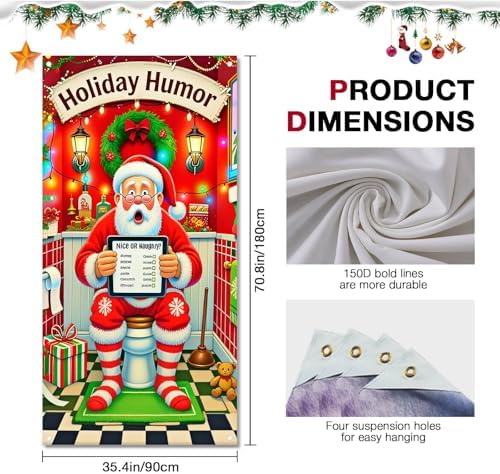 BlissYard Door Cover Christmas Santa Bathroom 35x71 Inch Polyester - Image 6