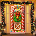 BlissYard Christmas Door Cover Candy Bell 35x71 Inch Polyester by BlissYard