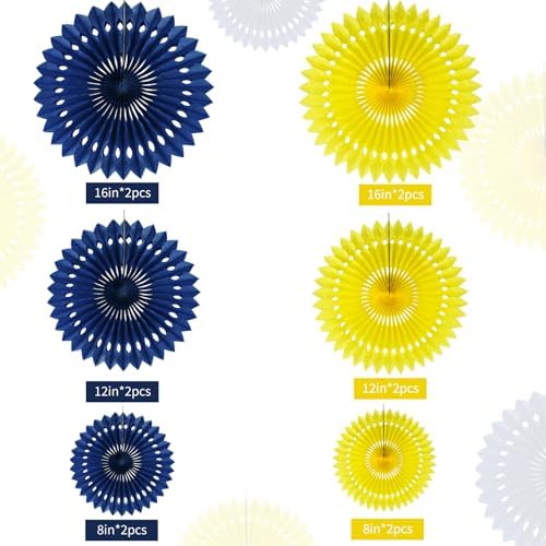 BEISHIDA Honeycomb Round Paper Fans Blue Yellow Hanging Party Decoration - Image 2