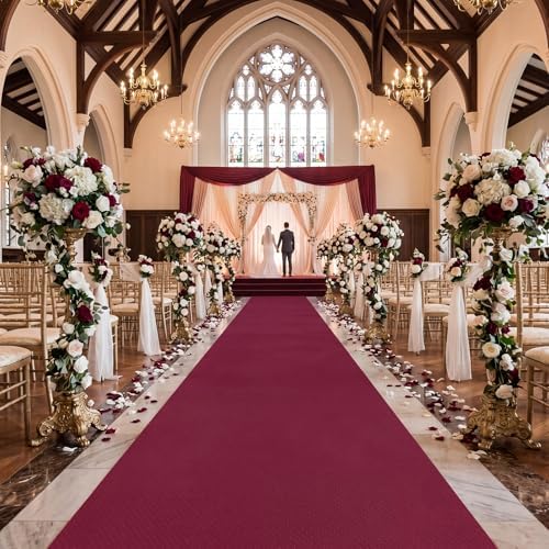 Shappy Wine Red Carpet Runner for Wedding Party Aisle with Tape - Image 7