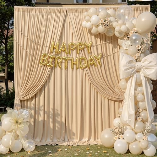 10x12 ft Champagne Backdrop Curtains for Weddings, Birthdays and Photos - Image 2