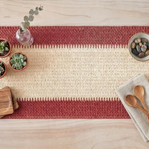 Artoid Mode Red Farmhouse Rustic Paper Braided Table Runner, Seasonal Christmas Woven Kitchen Dining Table Decoration for Home Party Decor 12x48 Inch - Image 4