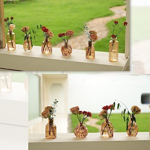 Bud Vases Set of 12, Amber Glass Bud Vase in Bulk for Decor - Image 6