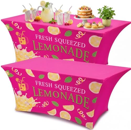Frienda 2 Pcs Lemonade Stand Supplies 6ft Lemonade Stand Stretch Tablecloth by Frienda