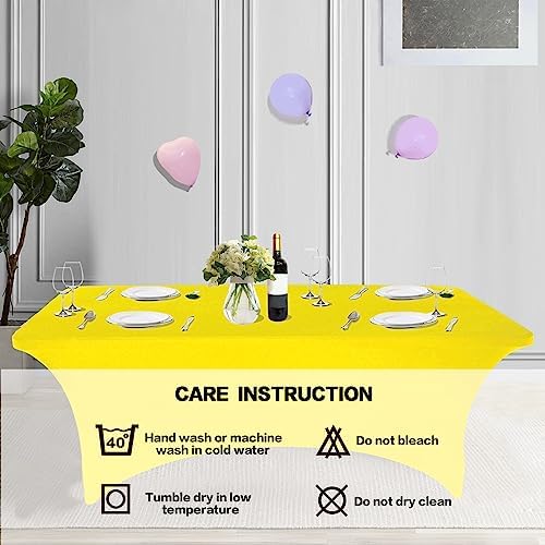 IVAPUPU 2 Pack 6FT Table Cloth for Rectangular Spandex Yellow Table Cover - Image 5