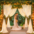 30 x 10ft Champagne Backdrop Curtains with Lights String by PartyTalk
