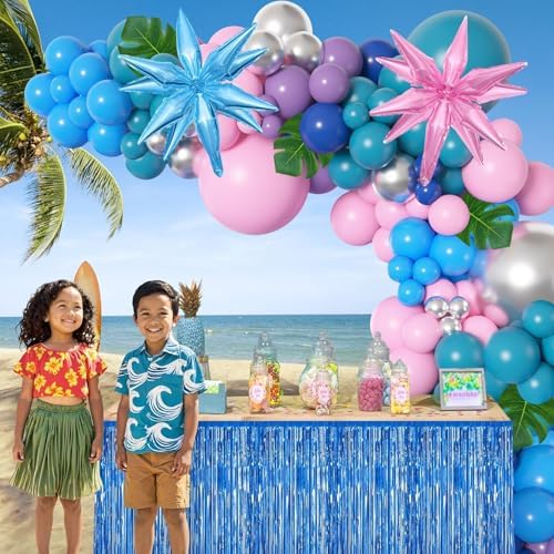 Amandir 157Pcs Pink Blue Balloon Arch Garland Kit with Table Skirt - Image 4