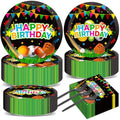 200 pcs Happy Birthday Party Plates and Napkins Kit Sports Themed Birthday Tableware Soccer Basketball Party Supplies For Baby Shower Sports Game Activities and Ball Fans Club celebrations Service 50 by Naozinebi