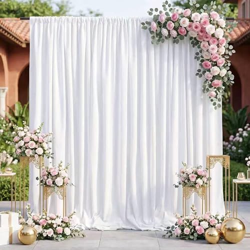 White Backdrop Curtains 20ftx8ft Wedding Polyester Photo Drapes by SoarDream