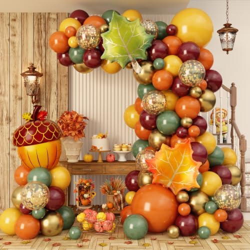 Fall Balloon Garland Arch Kit, Terracotta Burnt Orange Burgundy Balloons by Paeyeq