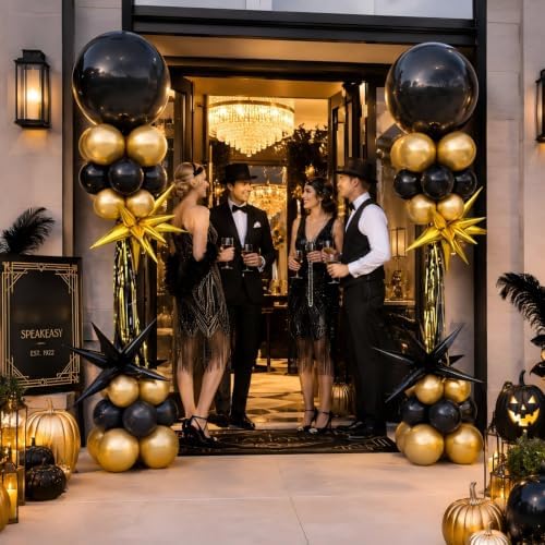 Blueweenly 3 Sets Black and Gold Column Stand Kit, Roaring Halloween Decor - Image 5