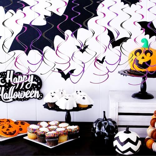 BEISHIDA 30Pcs Black Purple Pink Hanging Swirls Halloween Birthday Decor - Image 3