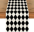 Artoid Mode Diamond Plaid Black Table Runner, Seasonal Halloween Party Kitchen Dining Table Decoration for Home Party Decor 13x120 Inch by ArtoidMode