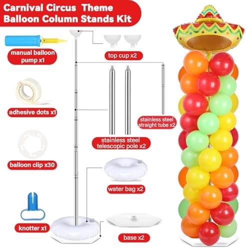 2 Sets Mexican Fiesta Balloon Column Stand Adjustable Cactus Balloon Decor - Image 2