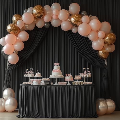 30x7FT Black Wrinkle-Free Backdrop Curtain with Rod Pockets - Wedding, Baby Shower, Photography, Stage Ceremony Party, Home Decor - Image 2