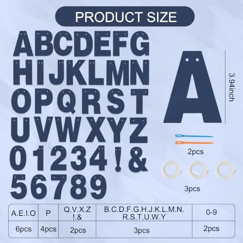 BEISHIDA 116 PCS A-Z DIY Letter Banner Kit Make Your Own Banner Including 111 Letters and Numbers 3 Rope and 2 Threading Device,Customized for Birthday Graduation Wedding Decor Matte Navy Blue - Image 2