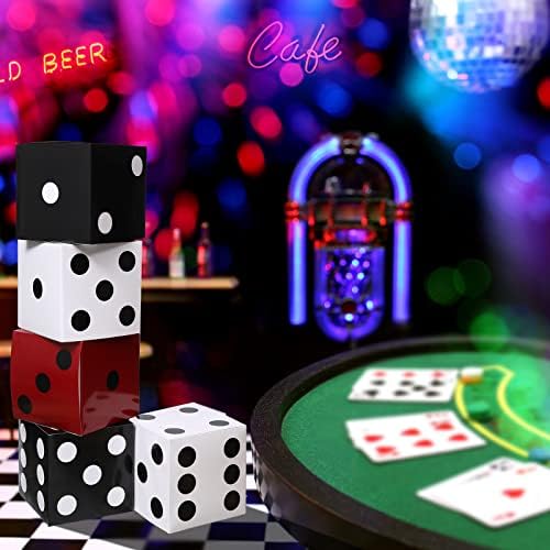Ctosree 12 Pcs Large Casino Dice Box Casino Party Decor, Black, White, Red - Image 6