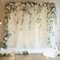 Tulle Backdrop Curtain with Lights 20x8FT Ivory Sheer Tulle Curtains by Xiomot