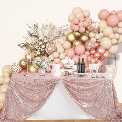 Pufogu 60"x120" Rose Gold Sequin Tablecloth Rectangular Glitter Rose Gold Table Cloths for Birthday Wedding Bridal Baby Shower Party Decorations - Image 6