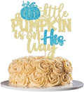 1Pc Little Pumpkin is on His Way Cake Topper Blue Glitter Boy Pumpkin Baby Shower Cake Topper Decorations for Autumn Little Pumpkin Themed Baby Shower Kids Boys Birthday Party Supplies by Ephlyn