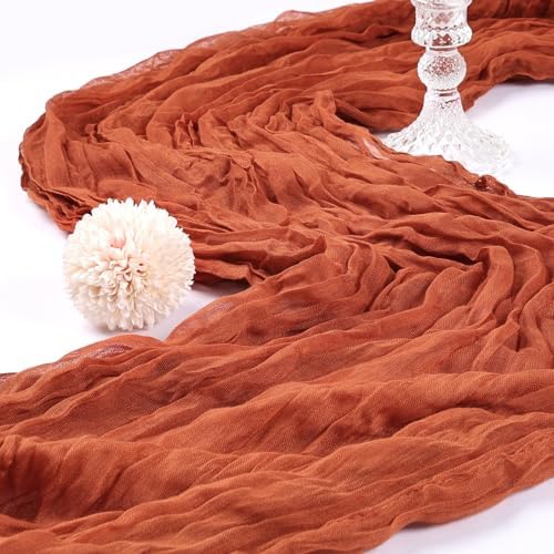 6 Pack 10Ft Terracotta Cheesecloth Table Runner 23 x 120 Inch - Image 3