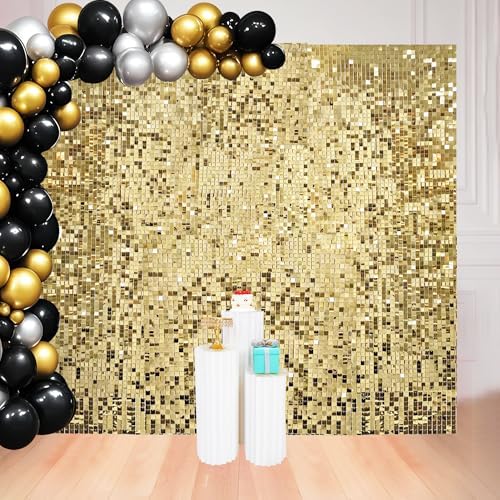 Ozikutech 8x8 FT Light Gold Shimmer Wall Backdrop for Party Decorations by Ozikutech