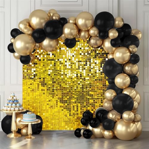 Shimmer Wall Backdrop Gold 24Pcs Sequin Panels Decoration by KateBackdropforPhotography