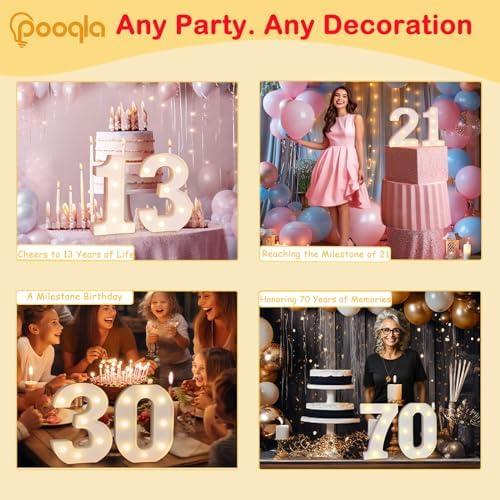 Decorative Led Light Up Number Letters, White Plastic Marquee Number Lights Sign Party Wedding Decor Battery Operated Number (4) - Image 6