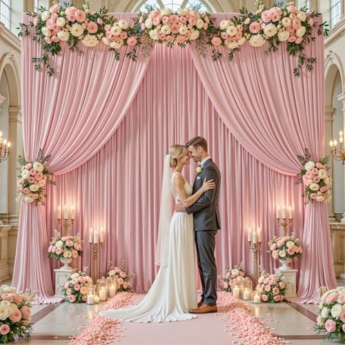 24x10FT Dusty Rose Backdrop Curtains for Wedding Parties, Wrinkle Free Polyester Photography Backdrop Drapes for Baby Shower Birthday Parties Stage Background Stand Decorations 4x10ft,6 Panels - Image 5
