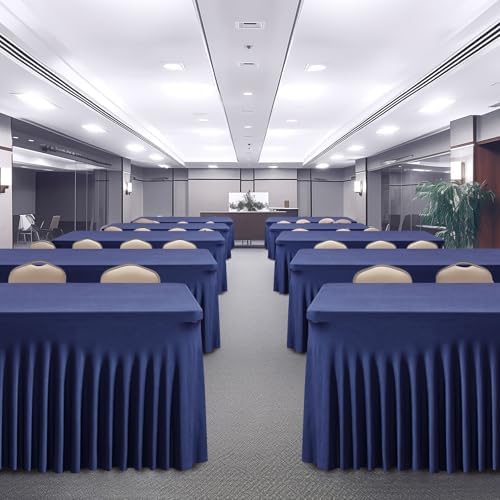 Shillance 2 Packs Navy Blue Spandex Table Covers 6 Foot, Fitted Stretch Table Cloth with Skirts 72x30 Inch, Wrinkle-Free Floor Length Rectangle Tablecloths for Weddings Parties Banquets Events - Image 5