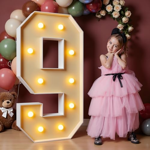 imprsv 4FT Marquee Numbers, Large Light Up Numbers 9 for 9th Birthday Decor by Letsmakeitimpressive