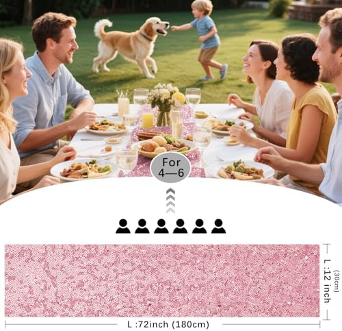 10 Packs 12 x 72 inches Light Pink Sequin Table Runner - Image 4