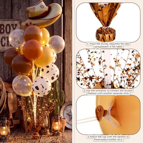 Junkin 2 Pcs Western Cowboy Balloon Column Stand Kit for Floor with String - Image 5