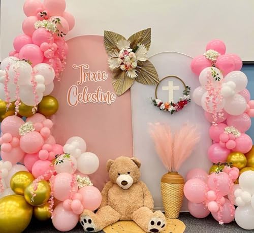 Pink and Gold Balloons Set, 50pcs 12 inch Pink White Gold Latex Balloons for Girl Birthday Wedding Bridal Shower Graduation Party Decoration - Image 2
