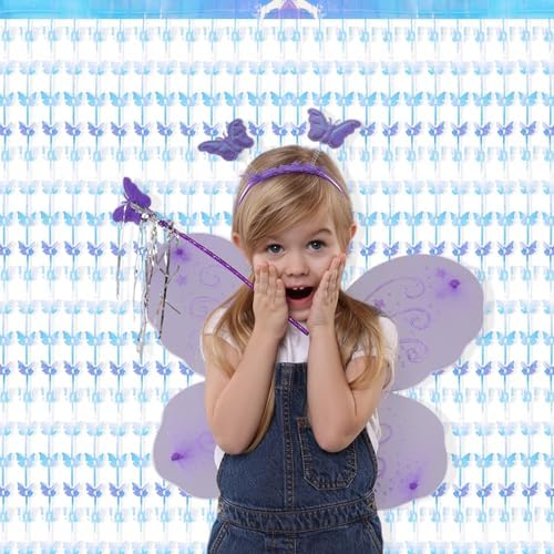 BRAVESHINE Iridescent Hanging Butterfly Foil Fringe Curtain - 2 Pack 3.2x6.6ft Holographic Party Streamers Backdrop for Bridal Shower/Mermaid/Fairy/Butterfly Birthdays Decorations - Image 5