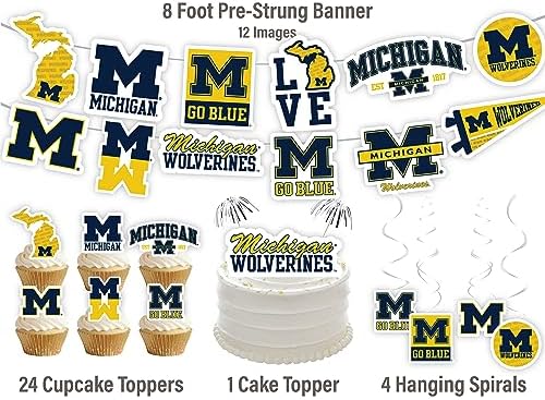 Michigan Party Decorations, Wolverines Cake Topper & Graduation Decor 42 Pc - Image 3