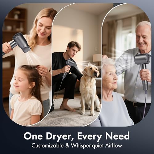 Leafless High-Speed Hair Dryer - 1600W Motor, Ionic High-Speed Hair Styler, Smart Temperature Control, Cold and Hot Air Alternating Dryer, Hair Dryer for Home and Salon Use - Image 5