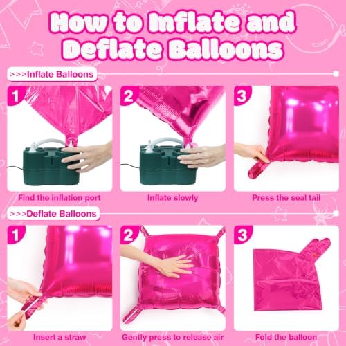 NISOCY 36PCS Hot Pink Square Foil Balloons Wall Backdrop - Image 3