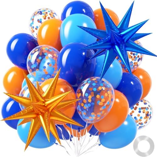 52pcs 12inch Blue and Orange Balloons with Royal Blue and Orange Balloons by Unknown