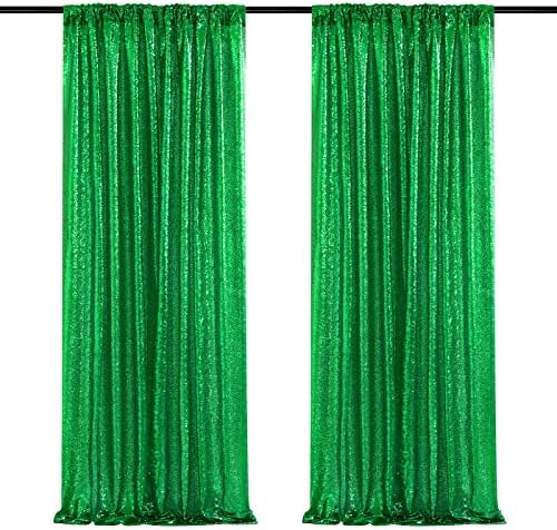 Green Sequin Backdrop Curtains-2 Panels 2FTx8FT Green Backdrop for St Patricks Day, Glitter Party Decorations Background Drapes for Wedding Birthday Anniversary Graduation Photo Booth Decor by SoarDream