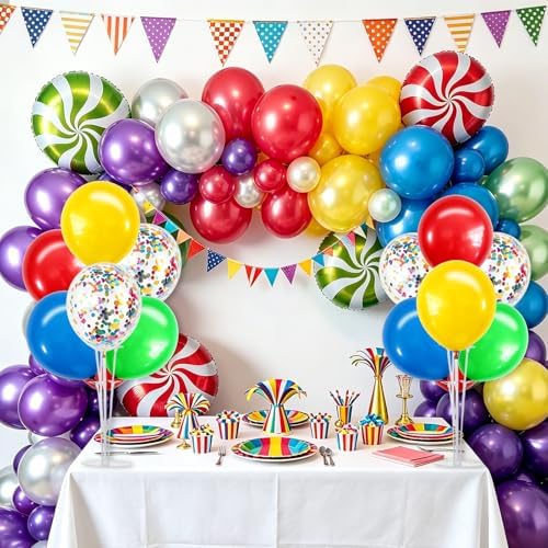TONIFUL 4 Set Red Yellow Blue Green Balloon Stand Centerpieces for Table - Image 6