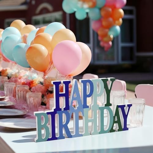 Novabright Happy Birthday Sign, Blue and Green, No Glitter - Image 3
