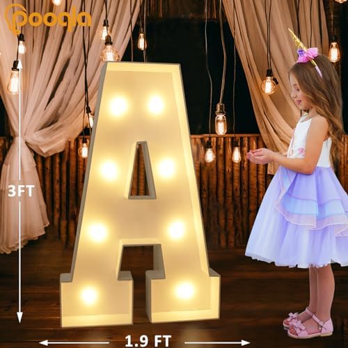 Pooqla 3 FT Marquee Letters, Light Up Letter A, Cool White and Warm White - Image 5