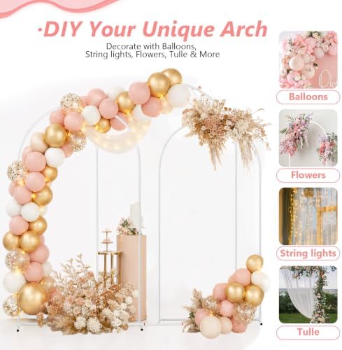 EMART 7.2/6.6/6Ft White Arch Backdrop Stand Set 3 for Wedding Party Balloon - Image 3