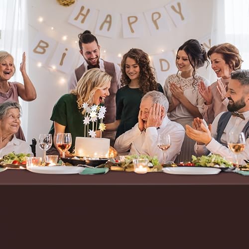 8 Pack Brown Plastic Tablecloth for Rectangle Tables, Premium Decorative Brown Disposable Table Cloths for Parties, Bulk Rectangle Party Table Cover for Birthday, Wedding, Anniversary, 54 x 108 Inch - Image 7