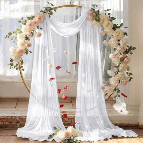 Pack of 2 Wedding Arch Drape Panel Fabric 30" x 40ft - White - Image 6