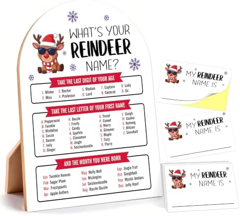 Christmas What's Your Reindeer Name Game, Winter Holiday Party Decor Sign by Unknown
