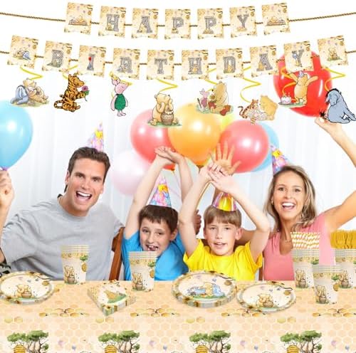 139 PCS Birthday Decorations All-in-One Tableware Kit with Banner, Cake Topper, Tablecloth, Plates and Napkins, for Boy First Birthday, Serves 20 Guests (YELLOW) - Image 6