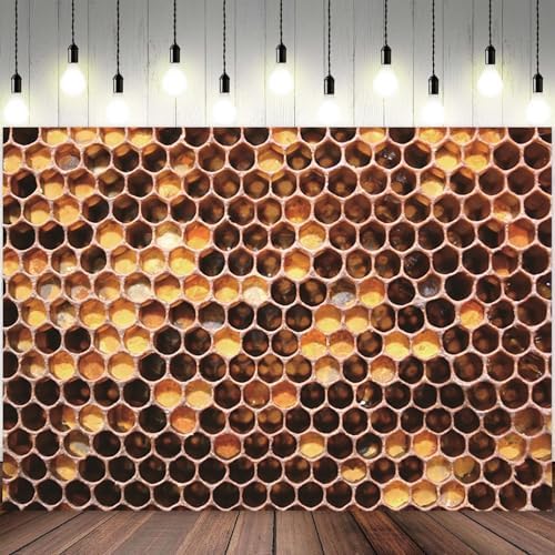 10x6.5ft Apiary Honeycomb Backdrop Bee Honey Nest Beehive Photography Background Bee Farm Honeymoon Girls Boys Happy Birthday Banner Decorations Newborn Baby Shower Portrait Photo Booth Prop - Image 2