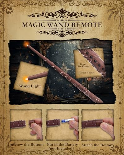 Raycare 20 Pcs Floating Candles with Wand, Hanging Candle with Timer, Magic Deco Candles Flickering Warm Light, Flameless Taper Candle with Remote, LED Candlesticks for Birthday Halloween Party Decor - Image 3